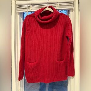 Vince Vibrant Red Cashmere Cowl Neck Sweater